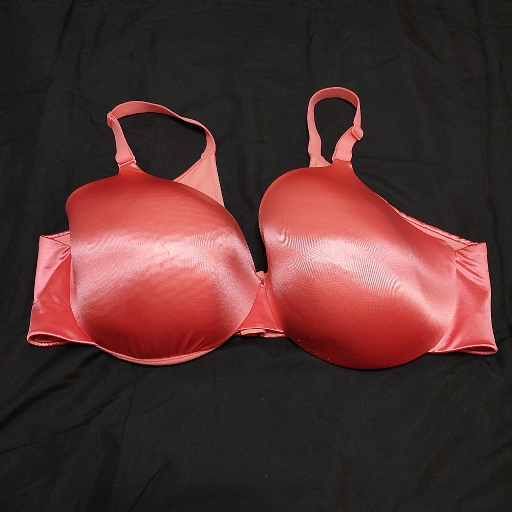 Cacique Satin Molded T-Shirt Bra - Coral Red